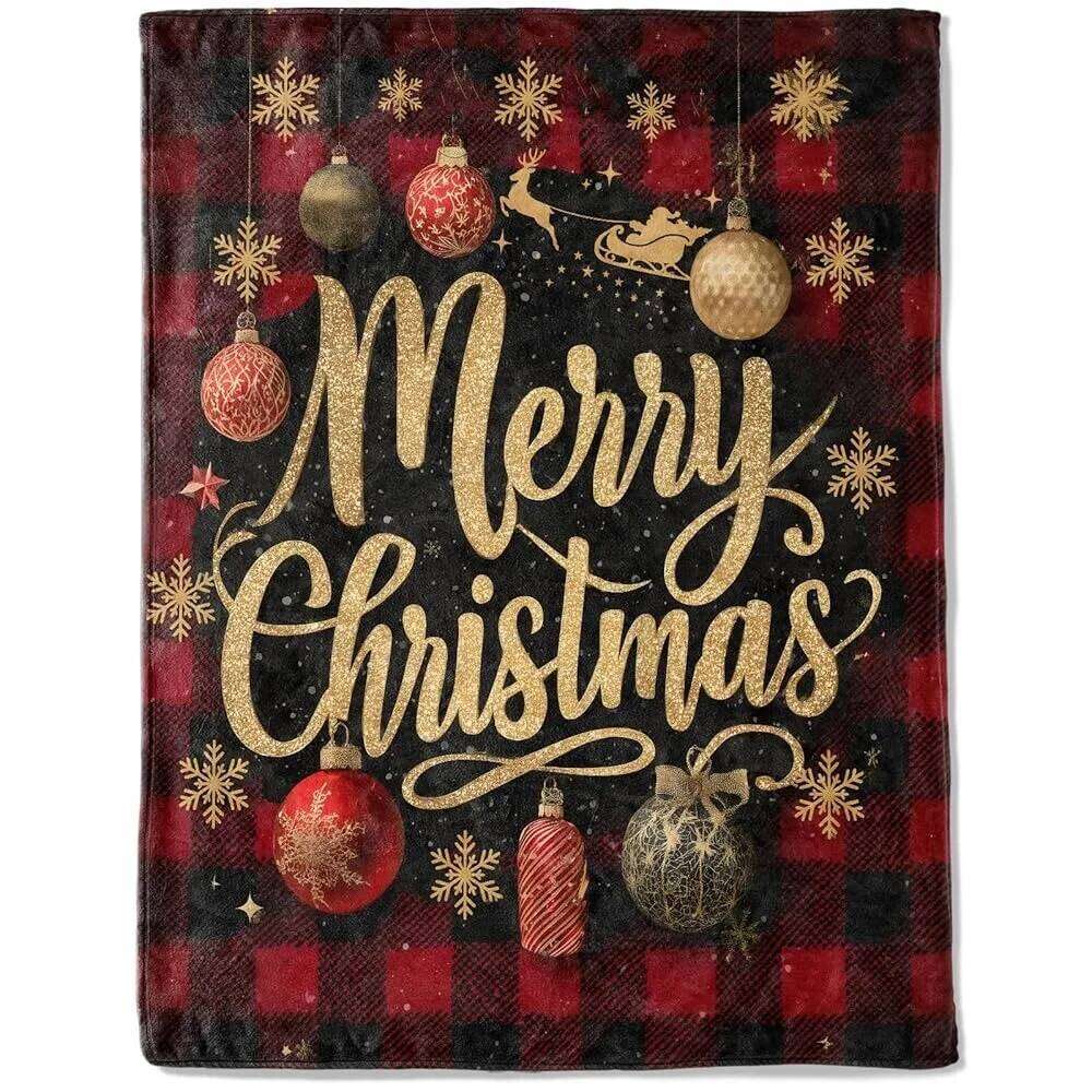 Festive Delight Christmas Blanket with Nutcrackers Cookies & Stars Pattern Print Soft and comfortable New Year Home Decoration XJ260112