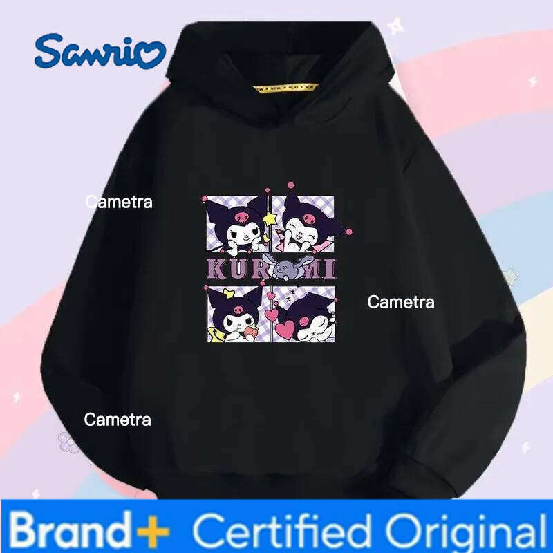 Sanrio Kawaii Kulomi Stylish Cute Children Hooded Sweatshirt Boy Girl Autumn Winter Daily Outdoor Vacation Casual Warm Soft Sportswear H260112