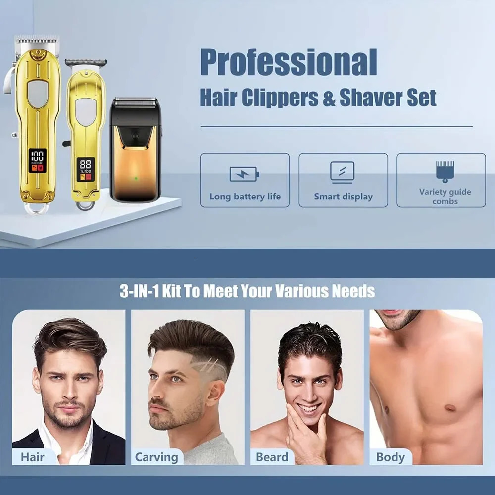 3 in 1 Hair Clippers for Men Beard Trimmer Kits Sets Electric Shavers TBlade Barber Home Gifts 260108