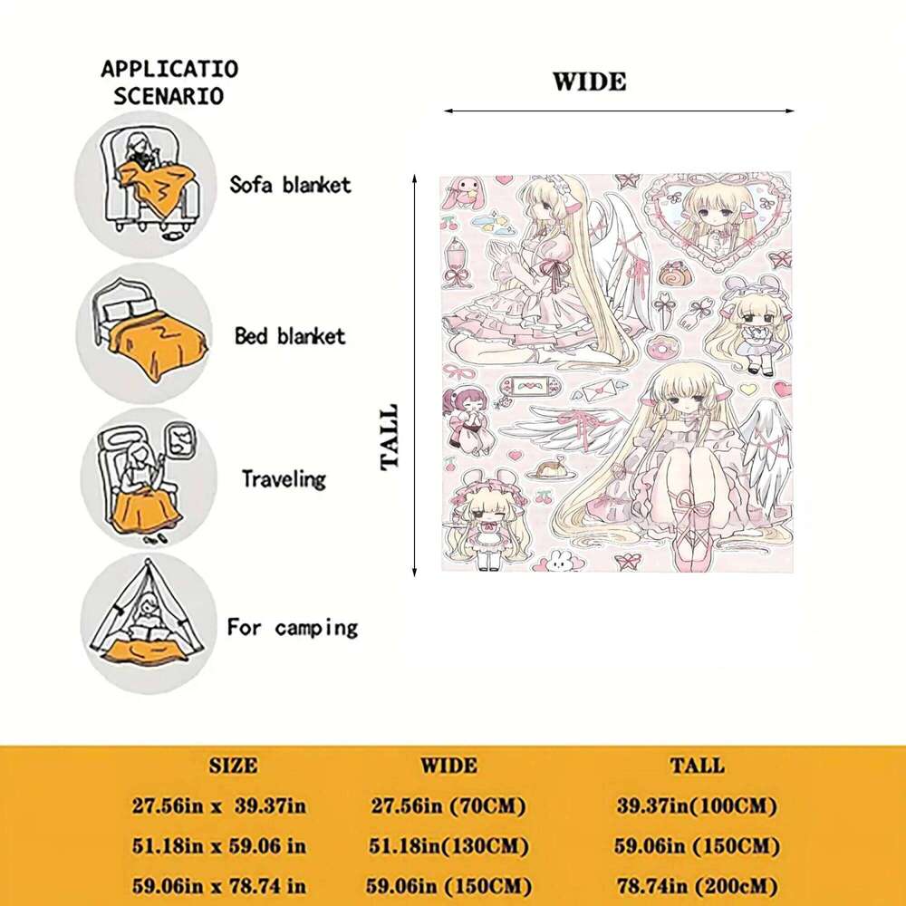 Chobits Anime flannel blanket for Home Travel For Winter Throw Christmas Blanket XJ260112