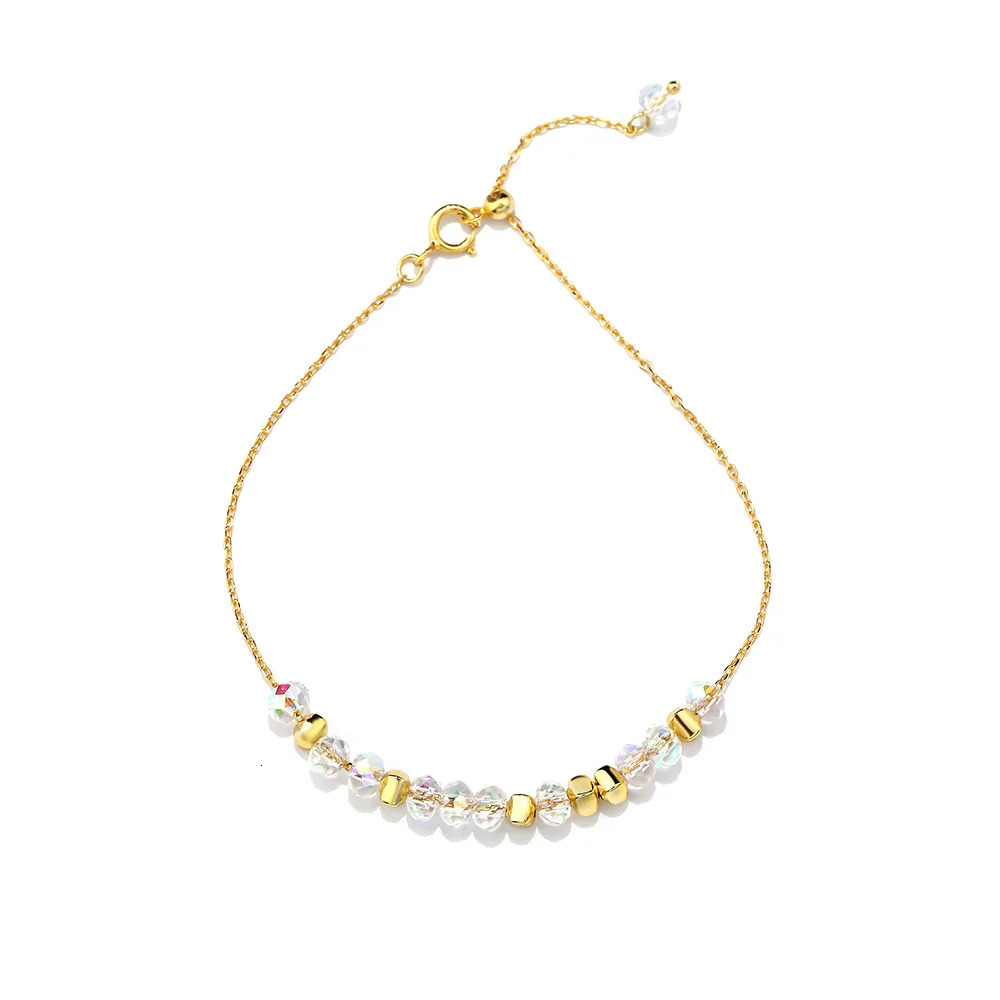925 Sterling Silver Irregular Colorful Bead Bracelet for Women Korean Fashion Sweet Gift Jewelry Accessories 260107