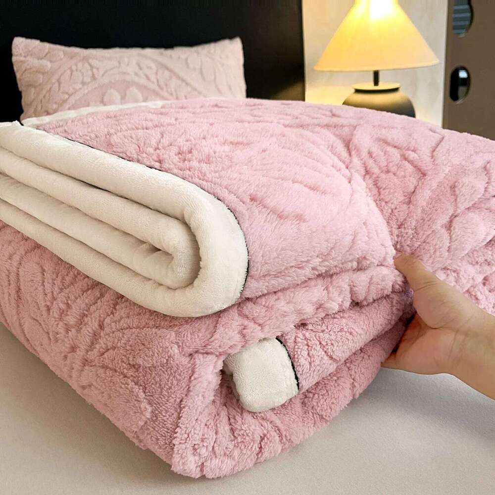 1Pc Carved Velvet Warm Autumn Winter for Bed Soft Fluffy Blankets Warmth Cozy Coral Flannel Sofa Cover Blanket Nap XJ260112