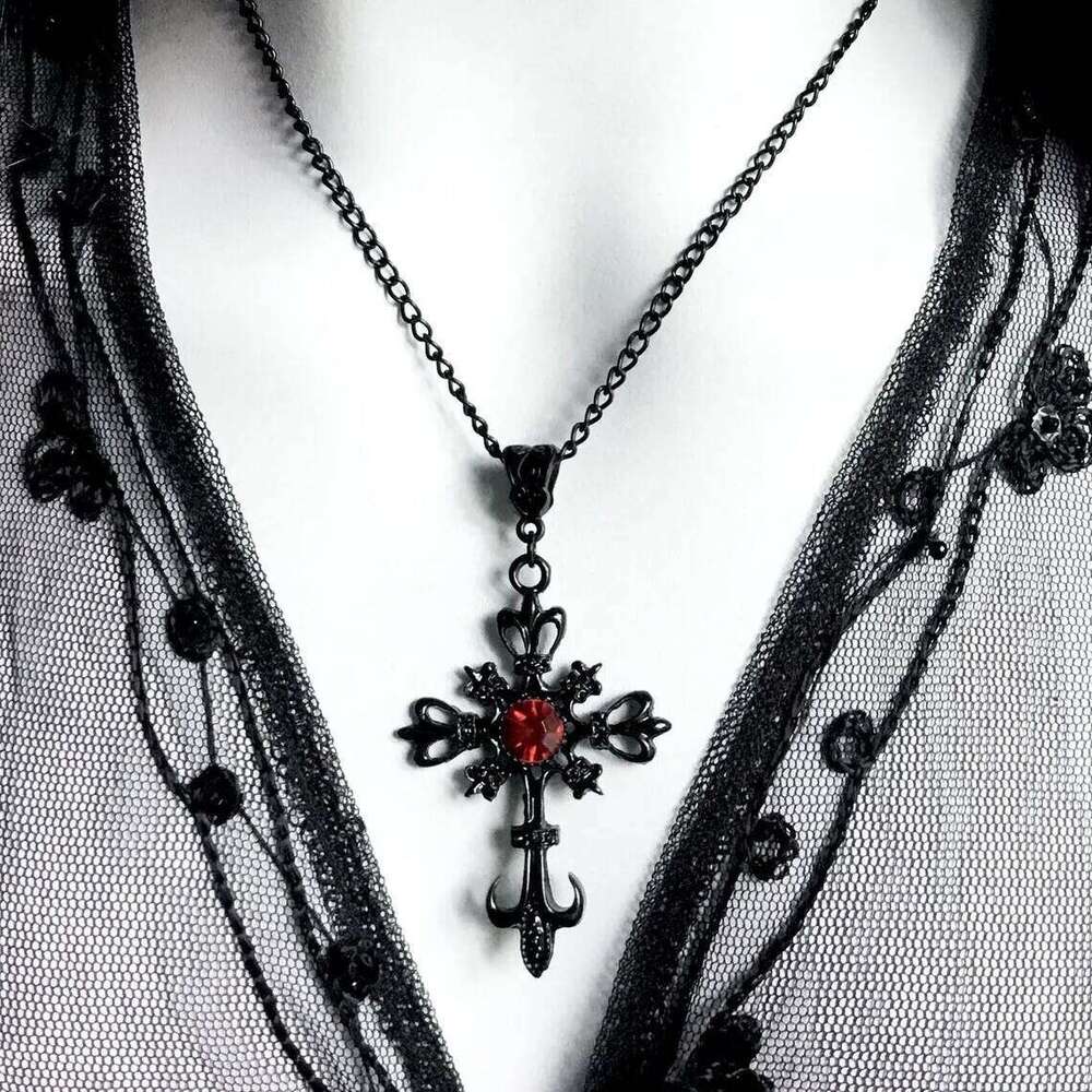 Gothic Necklace For Women Men Punk Hollow Flower Cross Charms Choker Chain Vampires Pendant Jewelry Party Accessories Gift H260112