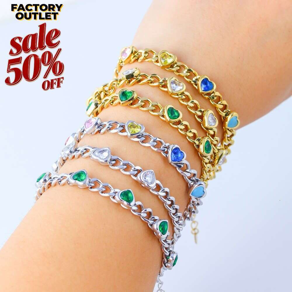 Bracelet for Women New Gold-Plated Heart Zircon Bracelet Niche Sweet Adjustable Tarnish-Resistant Versatile Everyday Jewelry