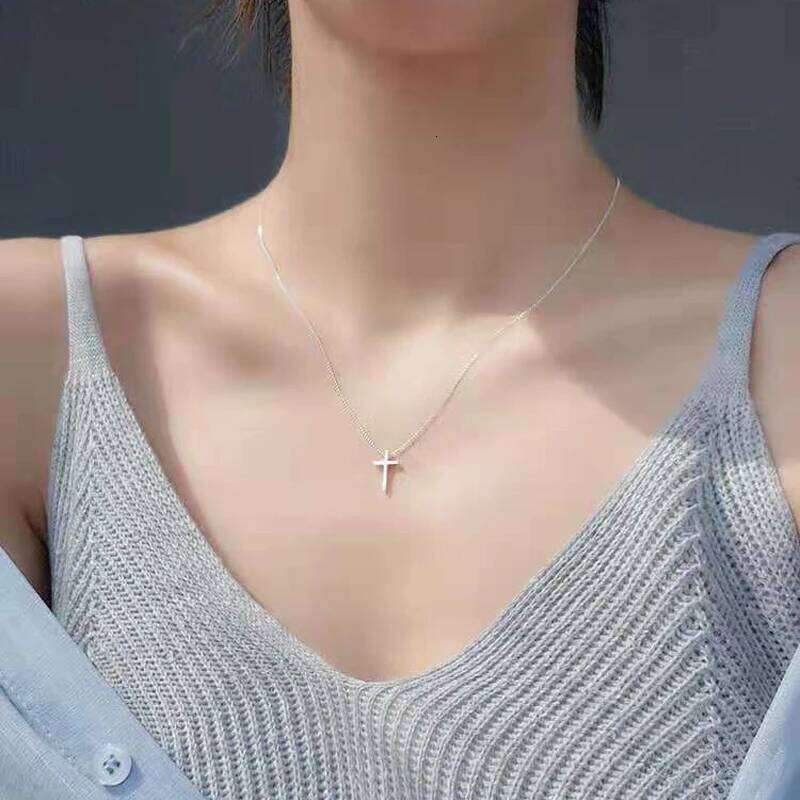 925 Sterling Silver Female Pendants Dropshipping Smooth Cross Pendant Necklace Jewelry For Women Wedding Gift H260112