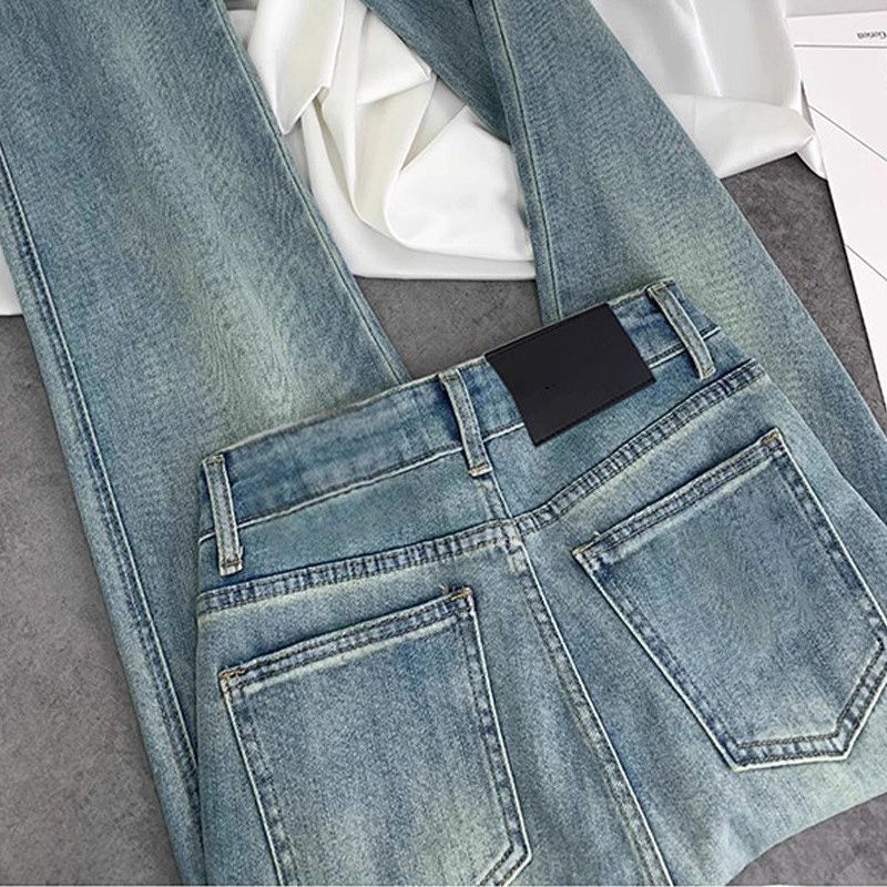 Women's Jeans--High-Waisted Narrow-Fit High-Stretch Jeans, Women's Embroidered Slim-Fit Straight-Leg Pants---8928