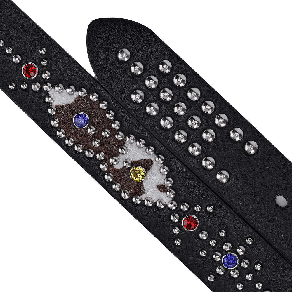designer belt Vintage Rivet High-End Men's Inlaid with Rhinestones Fashion Punk Personality Y2K Belt for Men