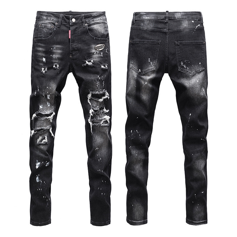 Fashion Skinny Ripped Blue Jeans Men Quality Cotton Streetwear Slim Fit Straight Stretch Denim Pants 211009