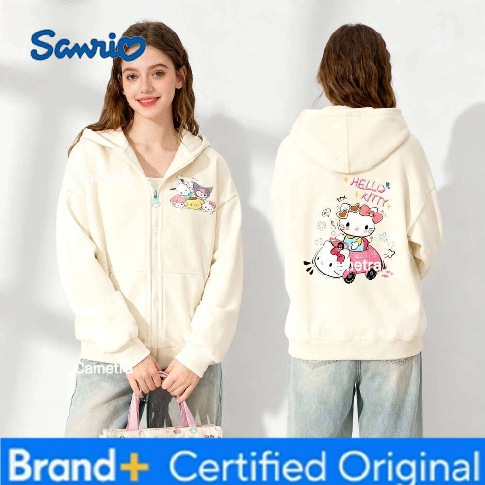 Sanrio New Family Hello Kitty Collection Sweet Cool Trendy Street Autumn/Winter Zipper Hoodie Plus Size Women Adult 25/26 H260112