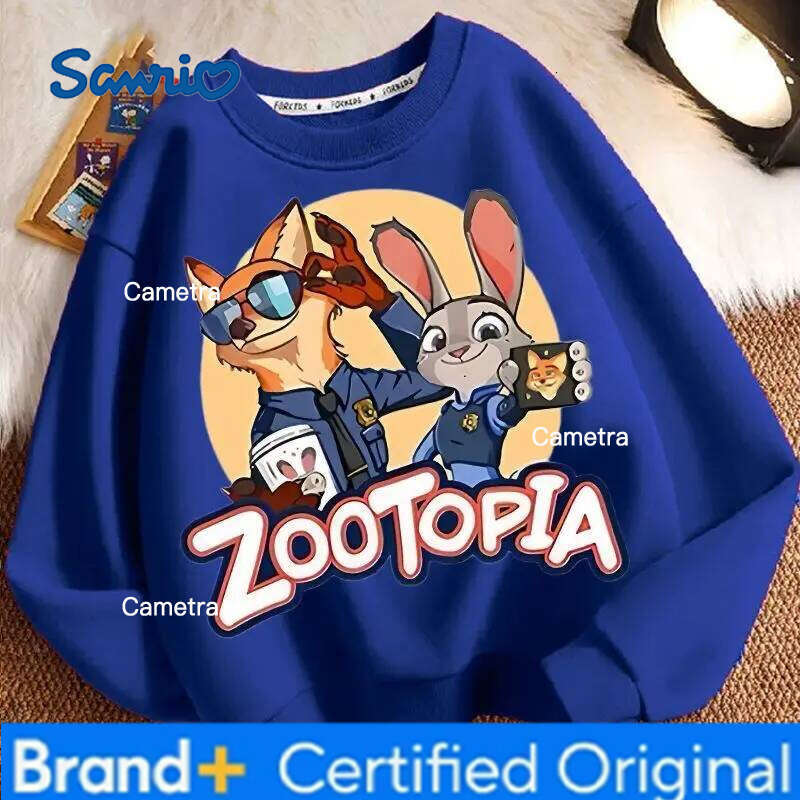 Sanrio Spring Kid Boy Clothes Children Girls Disney Zootopia 2 Judy Hopps Nick Wilde Print Sweatshirt Top Baby Cartoon Pullover H260112