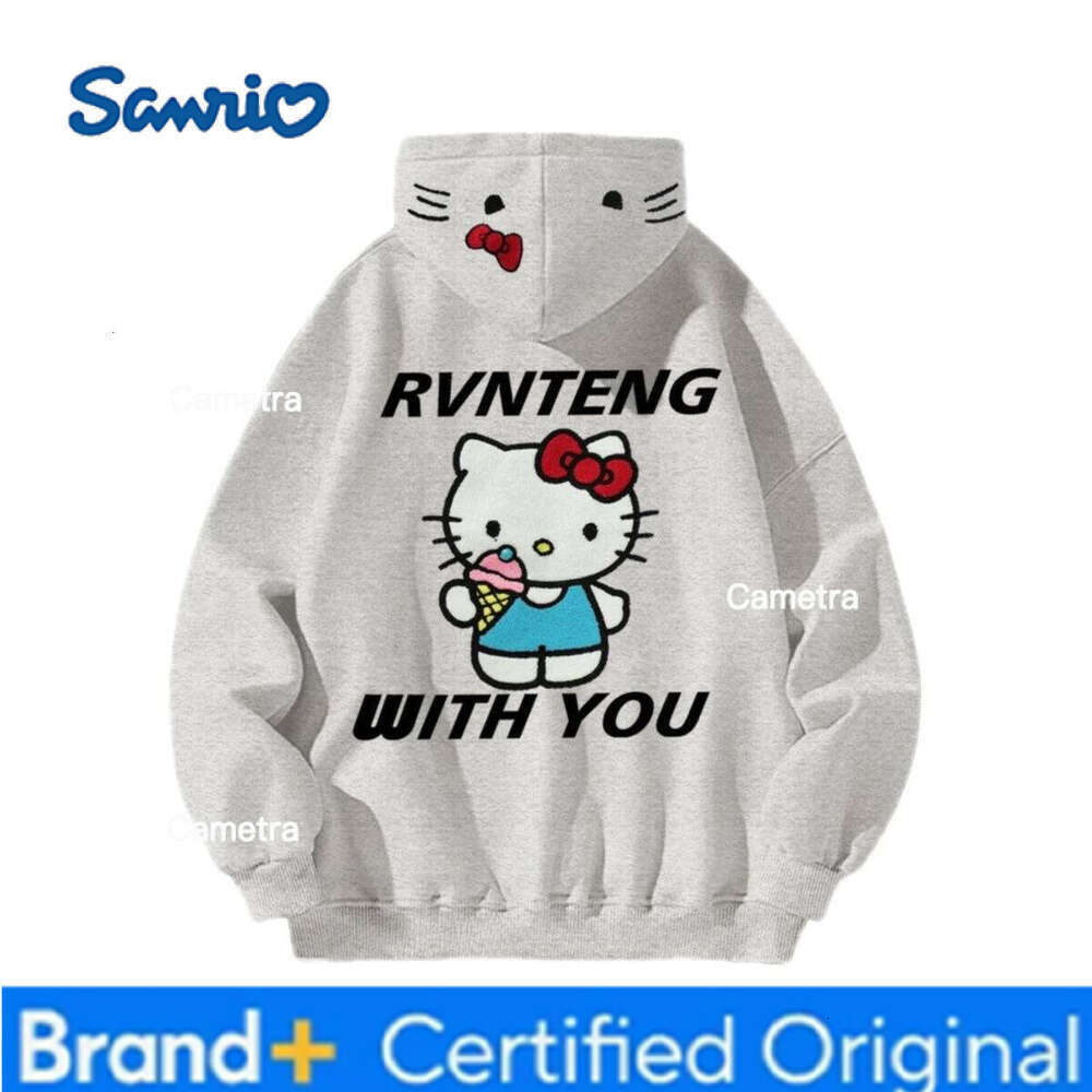 Sanrio HelloKitty Back Hat Print Cute Baby Loose Long Sleeved Hoodie Versatile Casual Suitable for Girls Hooded Sweatshirt H260112