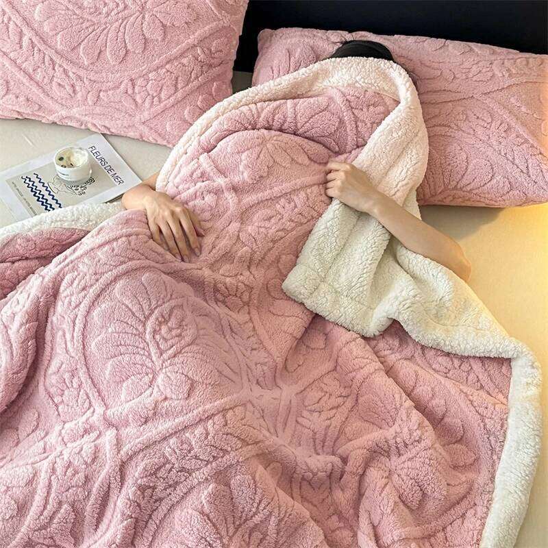 1pc Coral Fleece Blanket Winter Thick Soft Bedspread Warm Plaids for Beds Single/Queen/King Solid Color Thow Blankets XJ260112