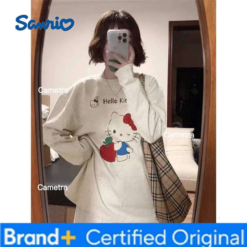 Sanrio Cute Hello Kitty Women's Sportswear, Autumn and Winter Casual Quick Drying Fashionable Printed Long Sleeved Top, Comfortable H260112