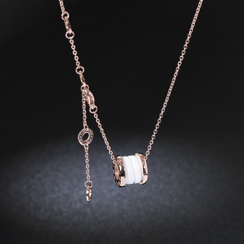 Black Ceramic Small Waist Necklace High-end Long Accessory Titanium Steel Spring Pendant Women's Clavicle Chain