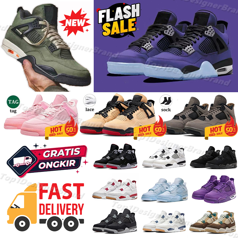 36-47 Designer shoes 2025 allevate 4s scarpe da basket sneakers mens Black Cat University thunder White Cement Pure Money Bred Seafoam Royal 4s Scarpe sportive