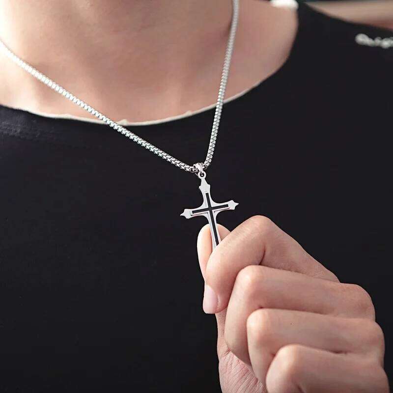 Stainless Steel Necklaces For Women Men Teens Punk Hip Hop Gothic Cross Pendant Necklace Fashion Jewelry Gifts H260112