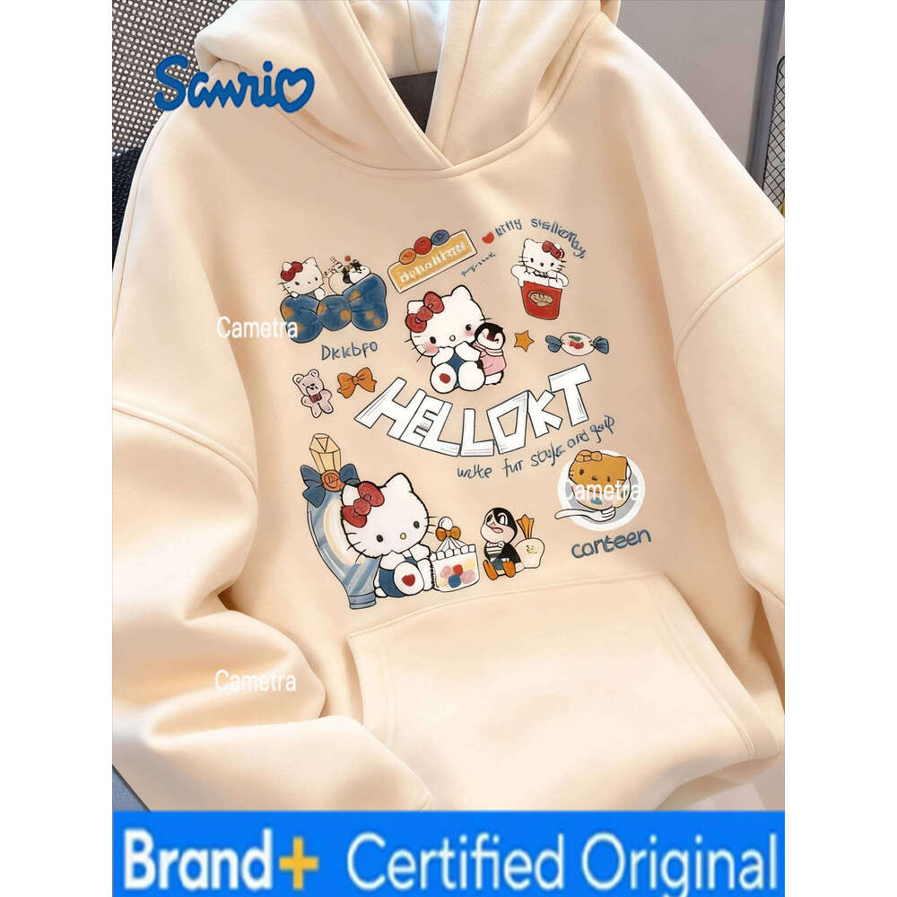 Sanrio 2025 Autumn/Winter New Cute Hello Kitty Printed 100 Cotton Women's American Casual Versatile Children's Hoodie H260112