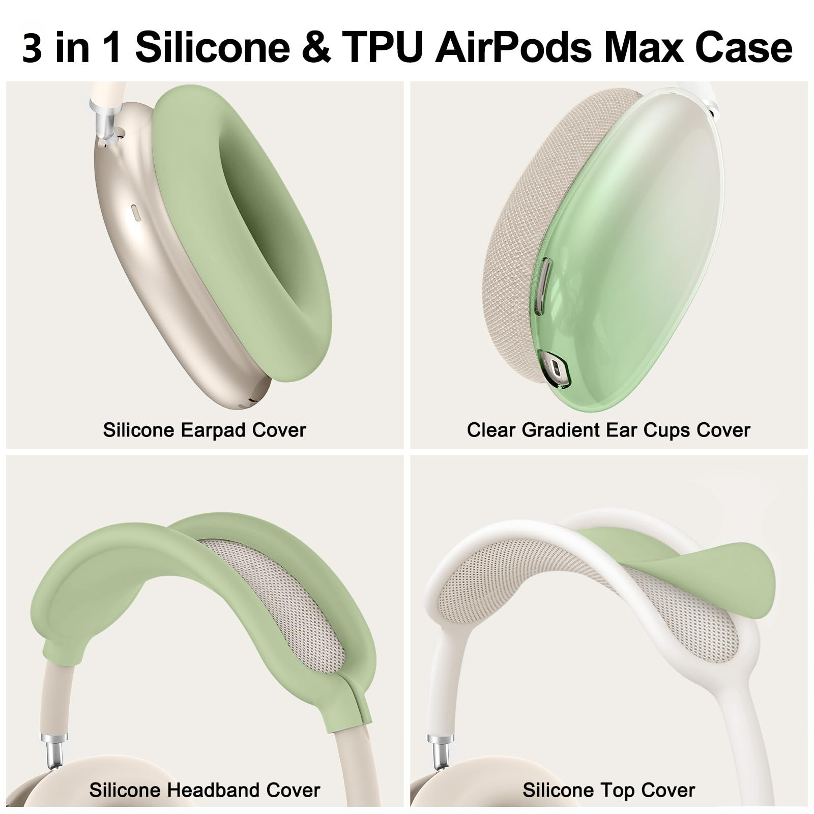 3 in1 Headphone Case for AirPods Max TPU Gradient Color Headphone Anti-Scratch Protective Cover for Apple Earphone Accessories Cases