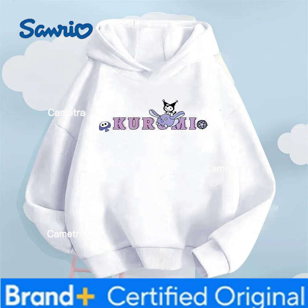 Sanrio Cute Cartoon Kuromi Children Hooded Sweatshirt Boy Girl Autumn Winter Daily Outdoor Vacation Casual Warm Soft Sportswear H260112