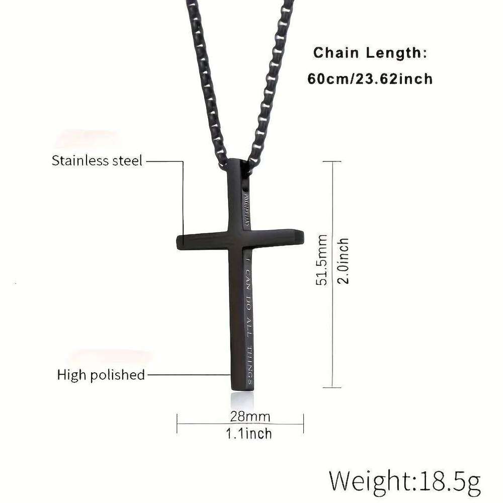 Collar Hombre Stainless Steel Male Jesus Cross Necklace Bible Verse Man's Necklaces for Man Collier Homme Fathers Day Gifts H260112