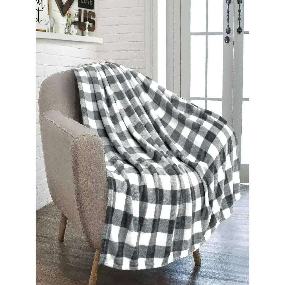 Warm Cozy Plaid Flannel Throw Blanket Soft Black Red Checkered Decor for Couch Christmas Gift Home Textile XJ260112