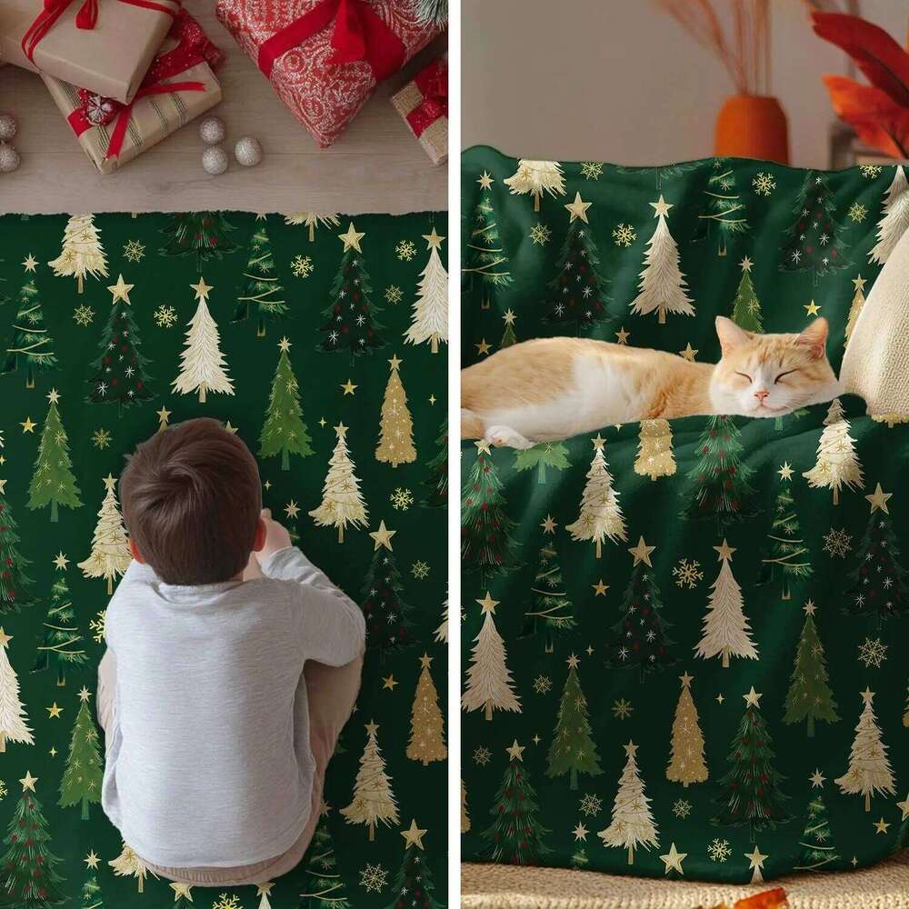 Flannel Blanket Throw Christmas Red Tree Plush Cozy Fleece Blankets Couch Sofa Bed Ideal Gifts for Kids Adults XJ260112