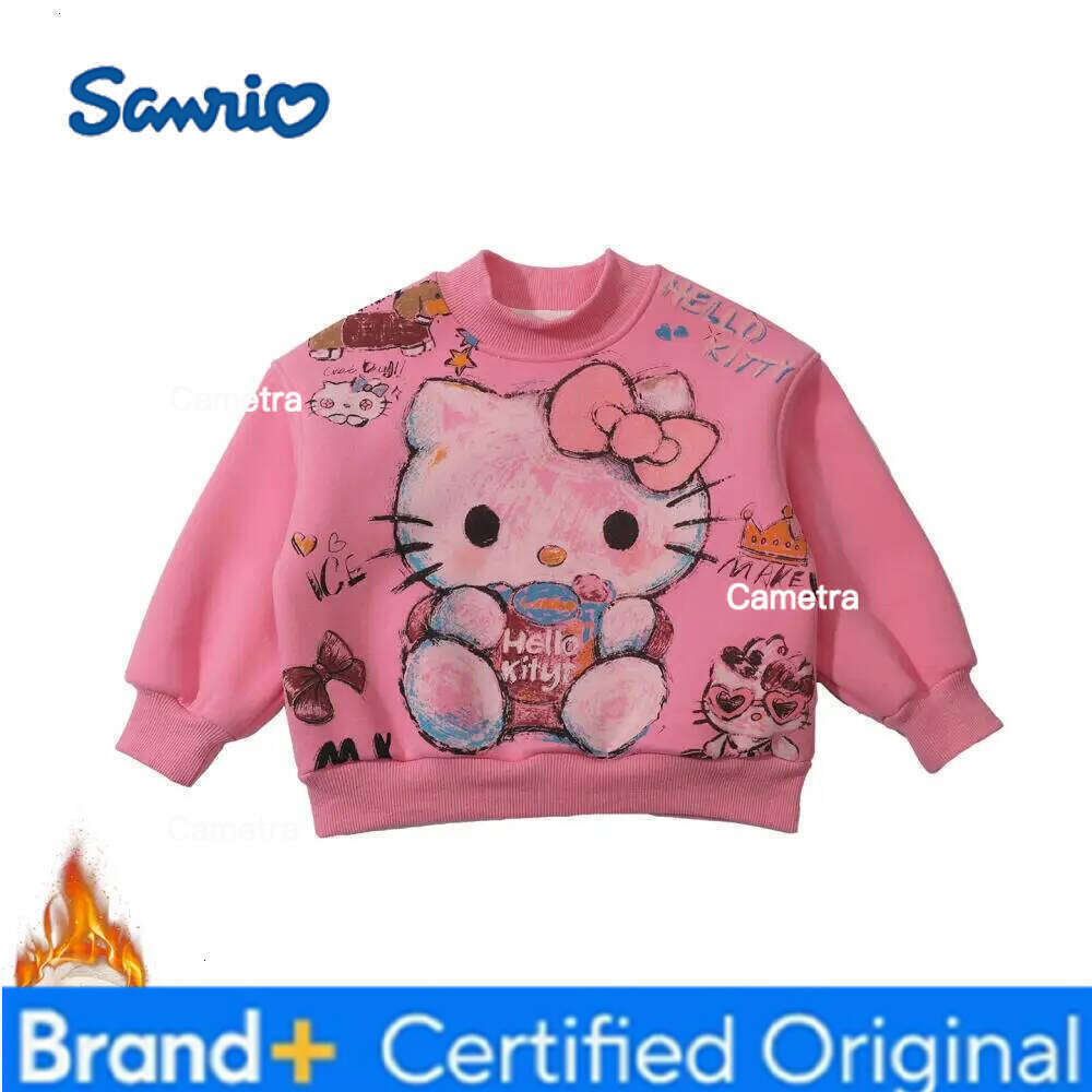 Sanrio Velvet Hoodie Sweater Long Sleeves Bottoming Shirt Anime Jacket for Girls Kawaii Cartoon Children's Clothing Hoodies H260112