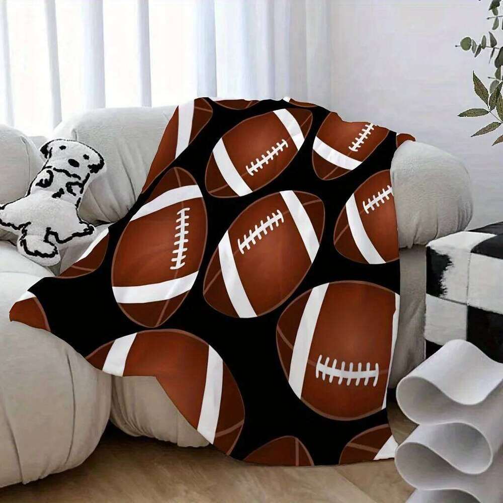 Rugby-Themed Flannel Blanket - American Football Print Home/Travel/Sports Events | Christmas Decor & Rugby Fan Gift XJ260112
