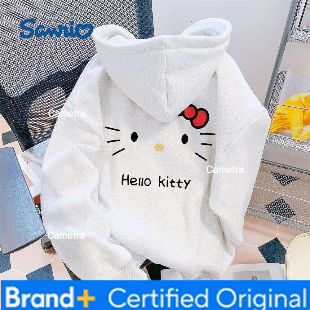 Sanrio Hello Kitty Letter Print Autumn and Winter Loose Fit Casual Versatile Fashion Children's Top Hooded Sweatshirt H2601121