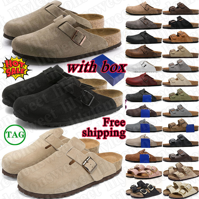 free shipping designer slippers clogs slides with suede leather upper breathable design flat sliders for women mens premium shoes with box big size