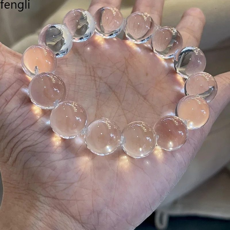 Pure white crystal beaded bracelet ice transparent beaded bracelet send girlfriend and girlfriend to show white 260107