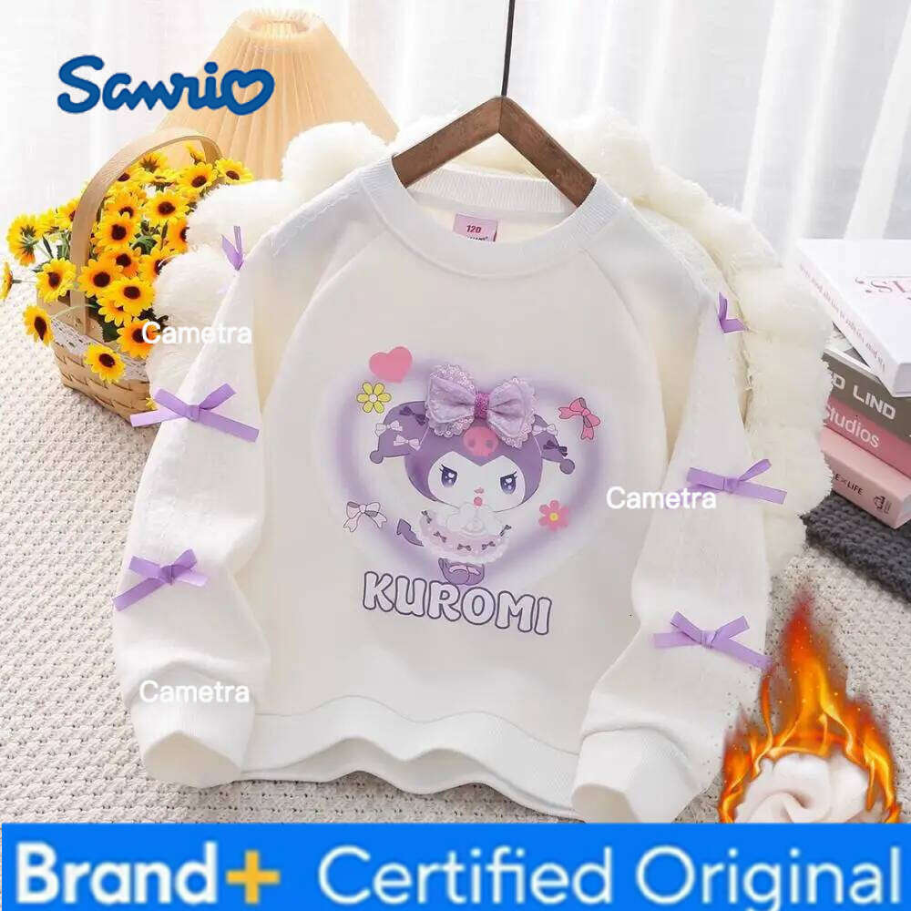 Sanrio Kuromi Girls Hoodie Spring Autumn Cotton Jacket Long Sleeves T-Shirt Leisure Bottoming Shirt Cartoon Pullover Sweater H260112