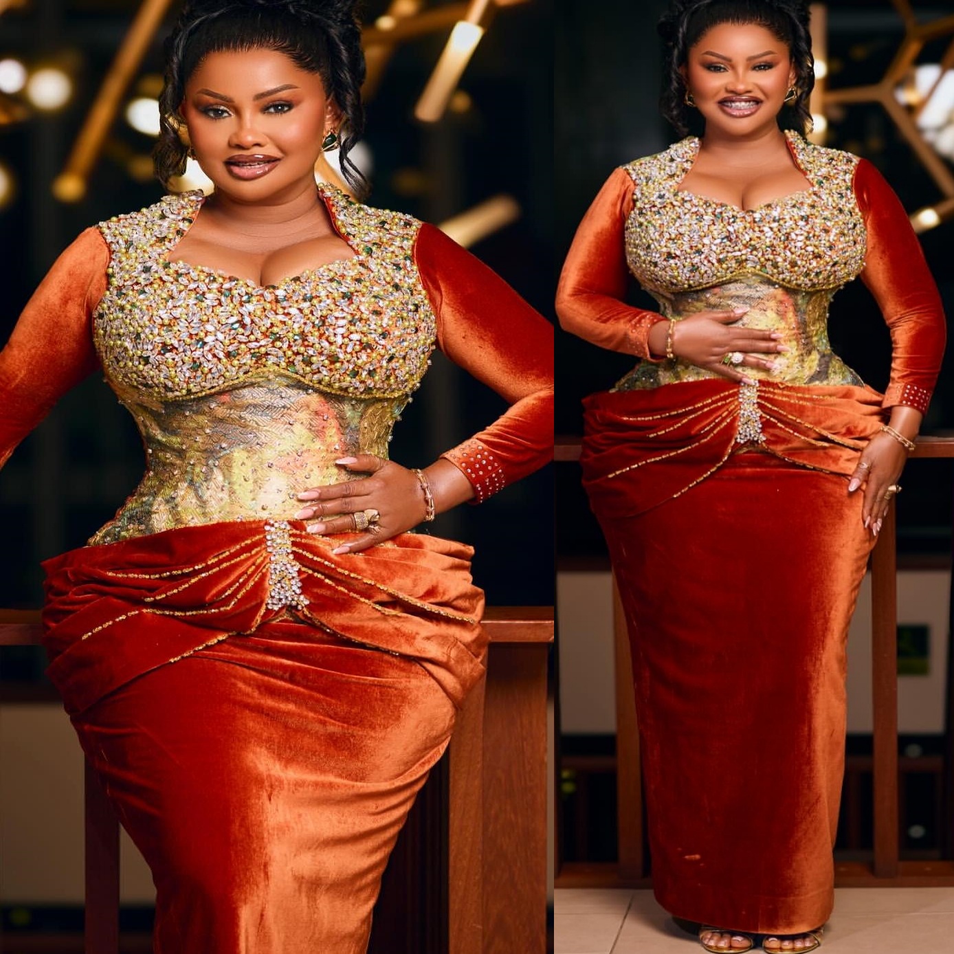 Aso Ebi Burnt Orange Sheath Prom Dresses 2026 Crystals Beaded Printed Velvet Evening Formal Party Second Birthday Engagement Gowns Dress For Special O