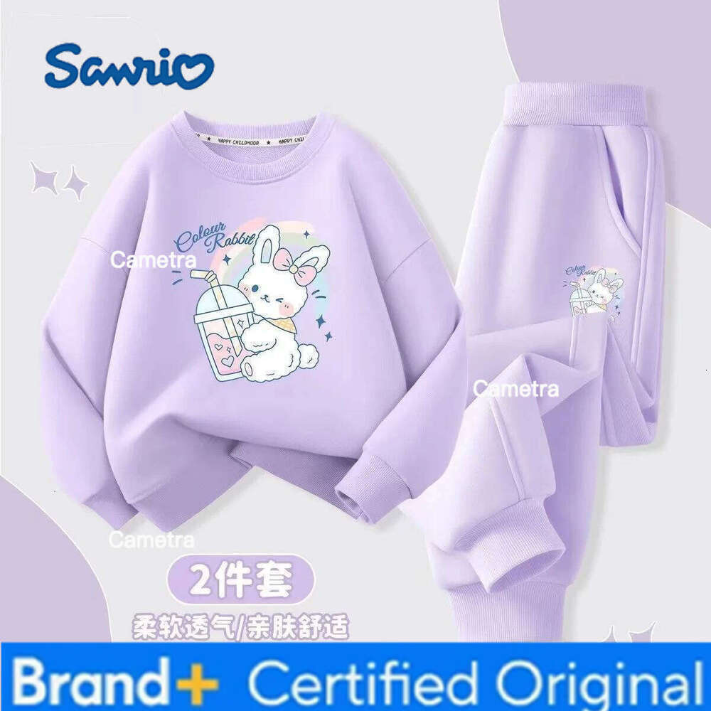 Sanrio Autumn Baby Girl Clothes Set Cartoon Printed Pullover Sweatshirts Top And Pants Bottom 2 Pieces Suit Kid Children Boy Tracksuits H260112