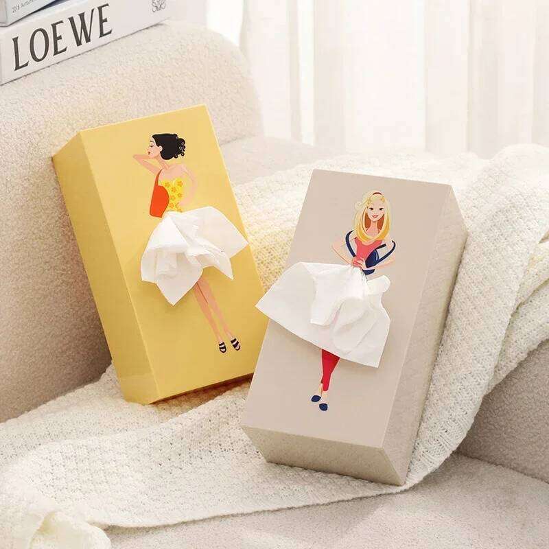 Pop-Art Flying Novelty Cartoon Anime Holder Cute Puffy Skirt Girl Tissue Box Desktop Decorative Ornaments 26Y0112