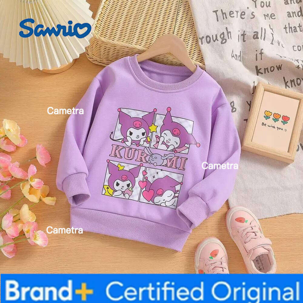 Sanrio Kuromi Girls Hoodie Spring Autumn My Melody Cute Printing Long Sleeves T-Shirt Pullover Sweater Leisure Bottoming Shirt H260112