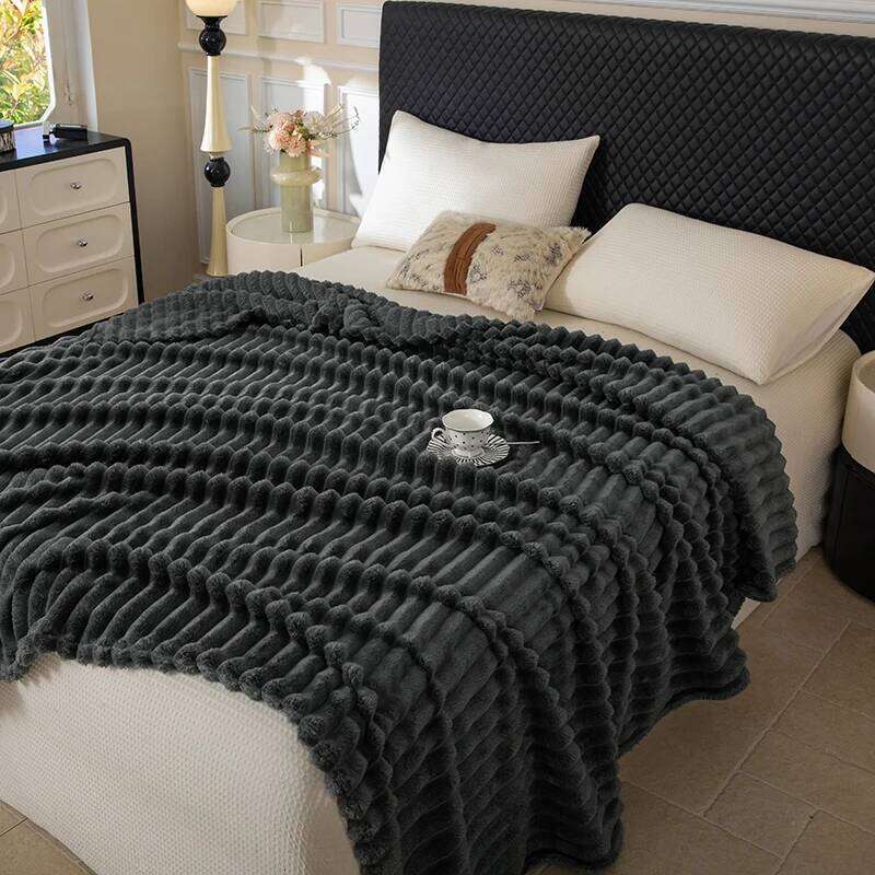 1PC Light luxury solid color multi-functional for winter warmth, fleece bedroom and living room blanket XJ260112
