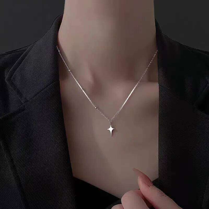 925 Sterling Silver Cross Necklace Star Asymmetric Personalized Collar Chain for Birthday Gifts to Friends Student Jewelry H260112