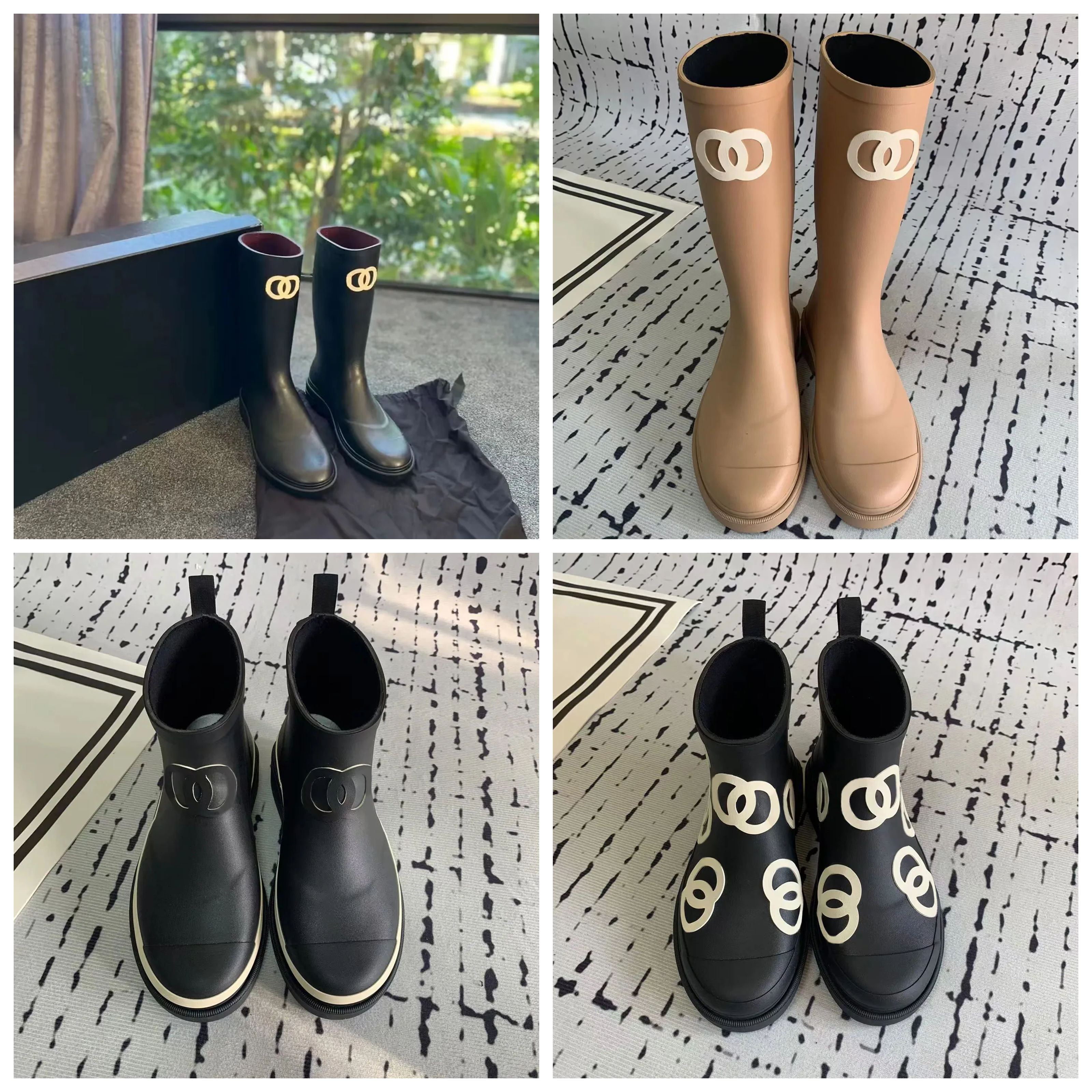 Rubber Rain Boots Best Quality Women Luxury Boot Fall Winter Summer Knee High Quality Slip On Classic 22 Casual Waterproof Footwear Cowb