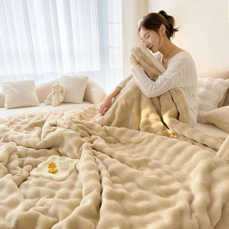 Rabbit French noon sleeping coral cover blanket, double-sided thick velvet blanket XJ260112