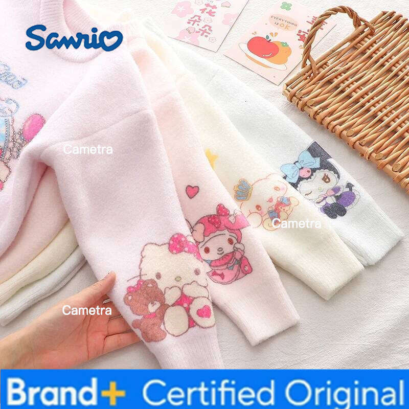 Sanrio Winter Hello Kitty Melody for Kids Cinnamoroll Autumn Crew Neck Knit Pullover Girs Japan Warm Knitwear Fashion Sweater H2601121