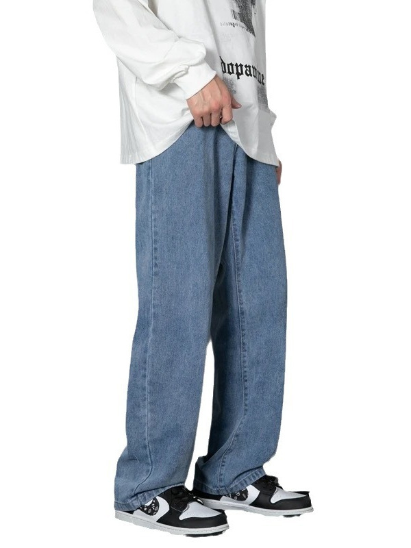 Men's Jeans--Summer New Wide-Leg Jeans, Men's Straight-Leg Loose Washed Casual Pants---XKL-005