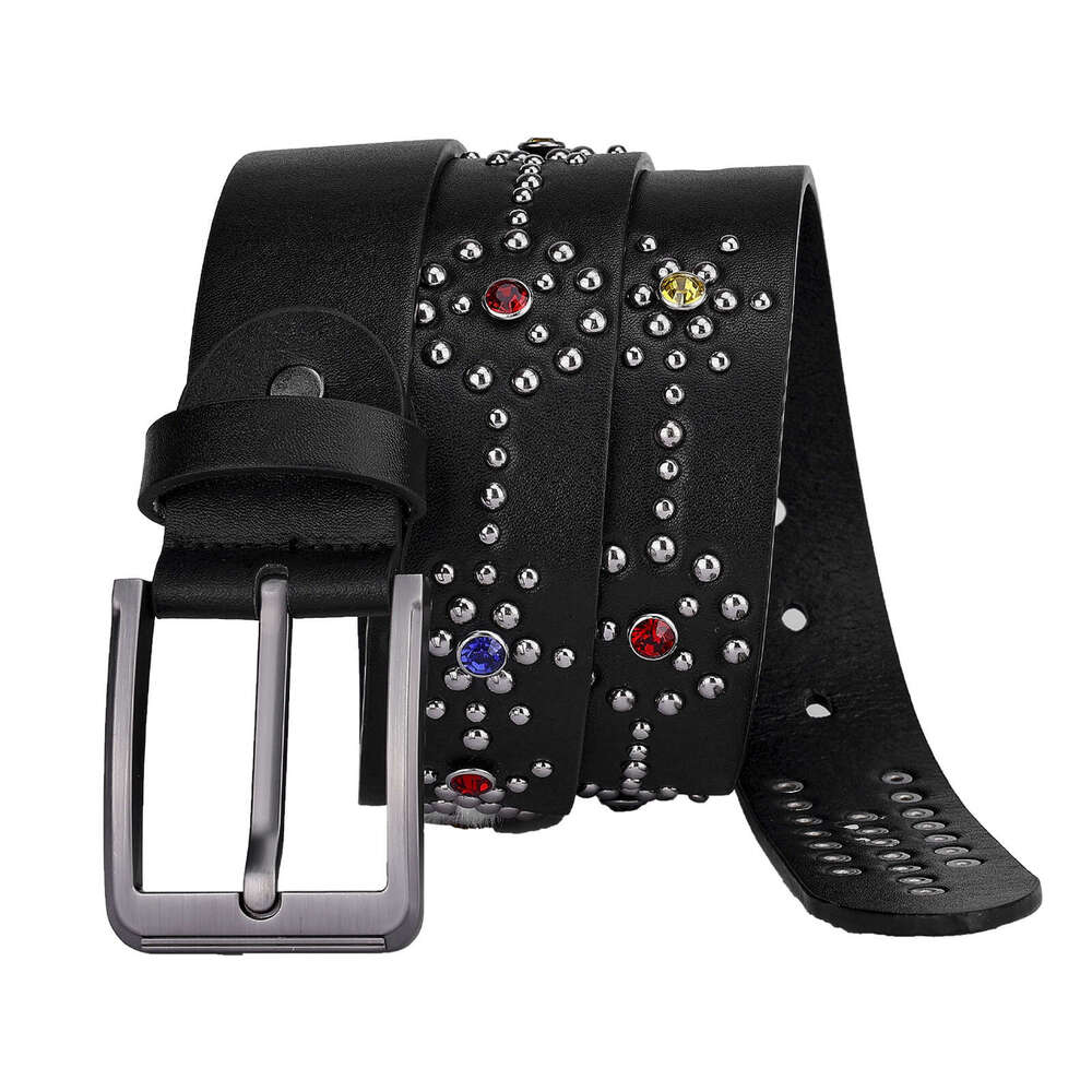 designer belt Vintage Rivet High-End Men's Inlaid with Rhinestones Fashion Punk Personality Y2K Belt for Men