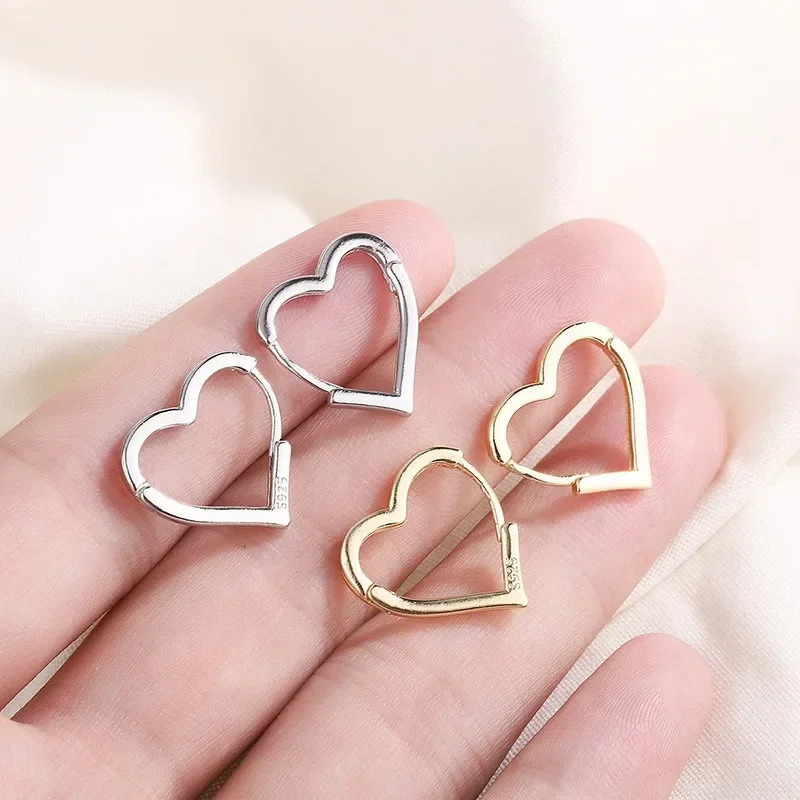 Korea Trendy Classic Silver Color Hollow Out Heart Hoop Earrings for Women Cute Sweet Drop Dangle Earrings Jewelry Gift 260112