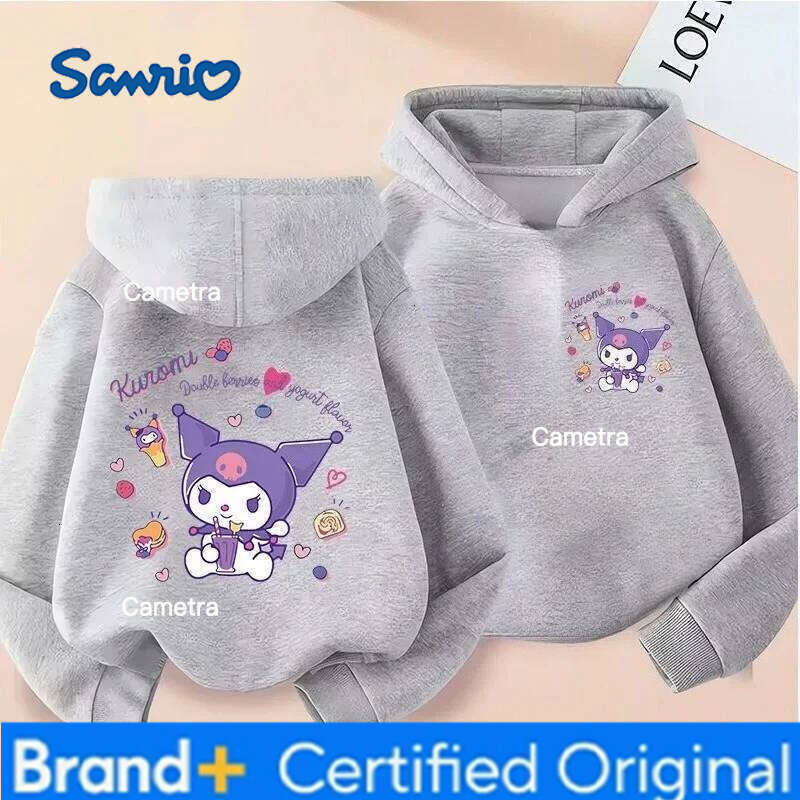 Sanrio Kuromi Boy Girl Hoodie Street Casual Sport Kawaii Harajuku Y2K Children Long-sleeve Autumn Winter Sweatshirt Clothing Top H260112