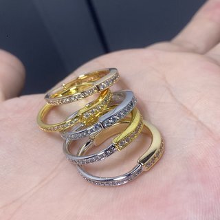 Tiffanyxx Co Ring Woman Jewelry Designer T Ring For Woman T High-Quality U-Shaped Buckle Ring Without Diamonds And With Diamonds Color-Blocked Fashion Ring