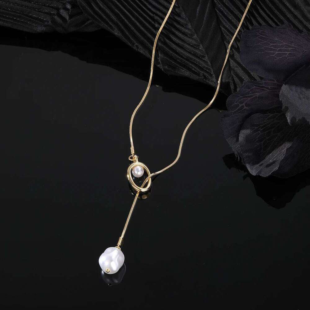 FNIO Y-shaped Collarbone Pendant Long Irregular Cross Knotted Chain Necklace Holiday Gift for Women Jewelry H260112