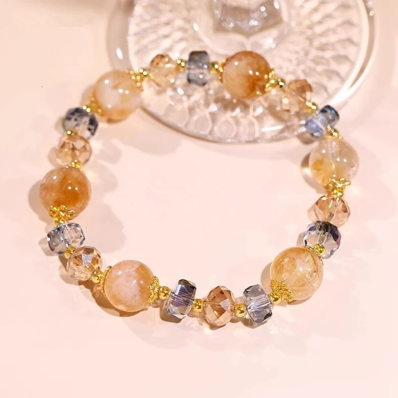 Ruifan 10mm Natural Yellow Topaz Crystal Beads Beaded Strand Women Bracelets Fashion Hand Accessories Birthday Gift for Her 1483 260107