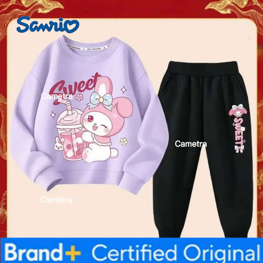 Sanrio Girl's Fashion Set Wear Cartoon My Melody Printed Tracksuits Spring Autumn Kid's Long Sleeve Sports 2Pcs Sweatshirt H260112
