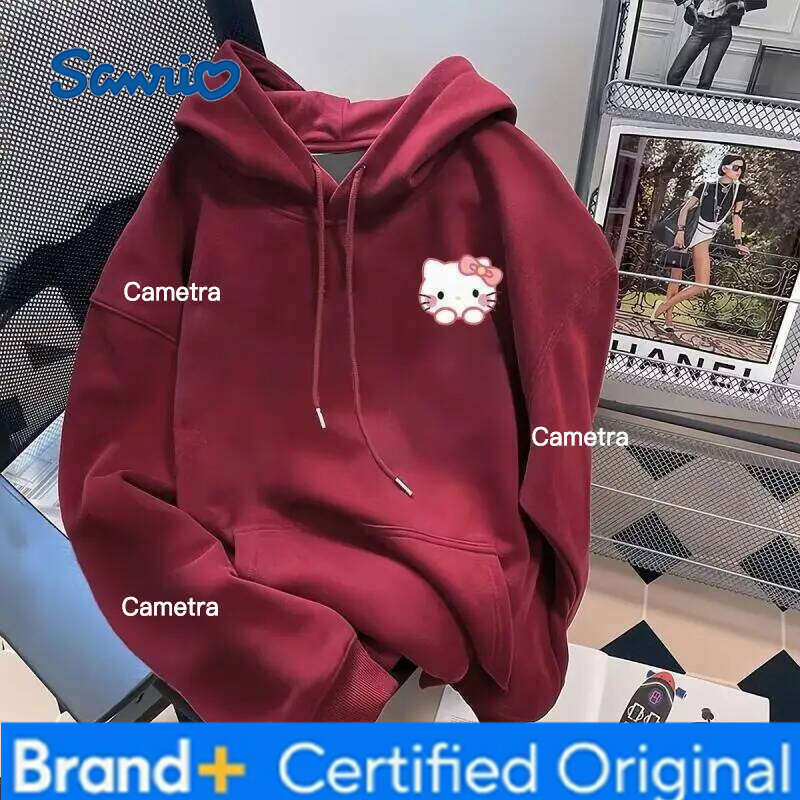 Sanrio Hello Kitty Hooded Sweatshirts Cuteore Cartoon Autumn Hoodies Long Sleeve Tops Woman Clothing Outerwear New Product H260112